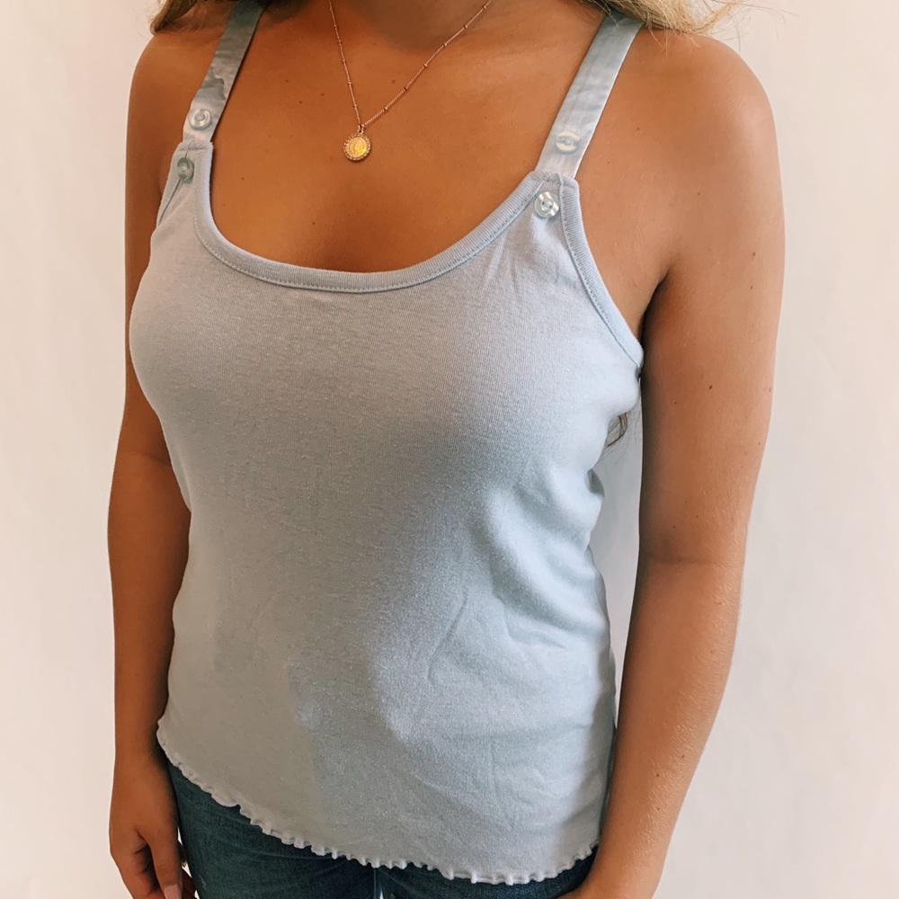 90s lettuce leaf edge baby blue tank top size S